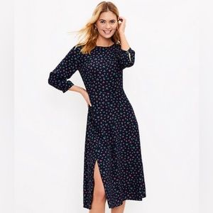 LOFT Floral Slit Midi Size 8 NWT
